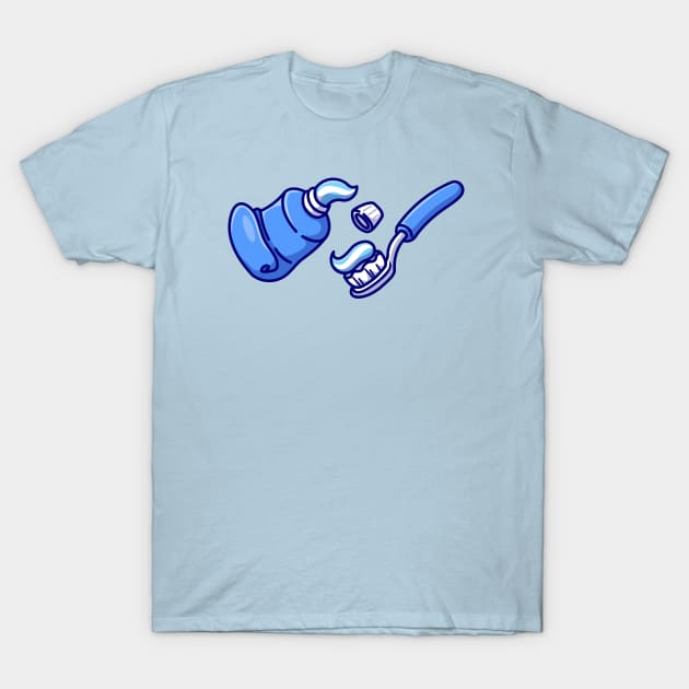 Floating Toothpaste And Toothbrush Cartoon T-Shirt by Catalyst Labs